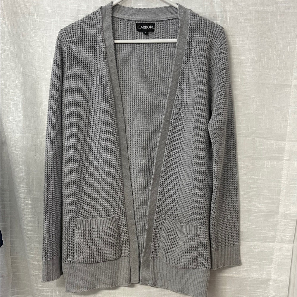 Men’s Carbon Gray Waffle Knit Cardigan Size small